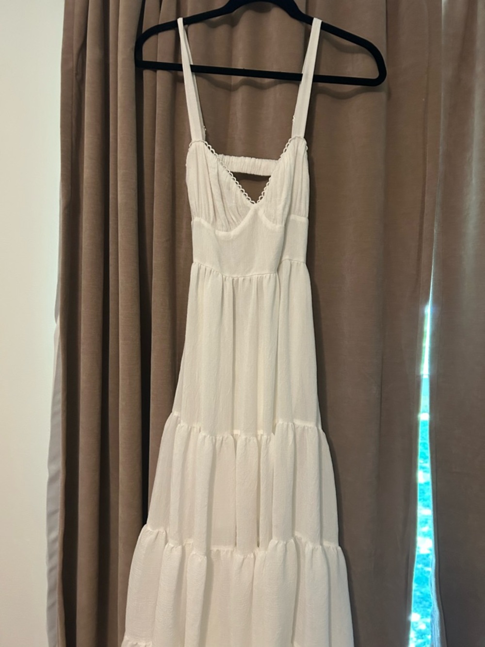 Hello Molly Cream Maxi Dress with Tiered Skirt